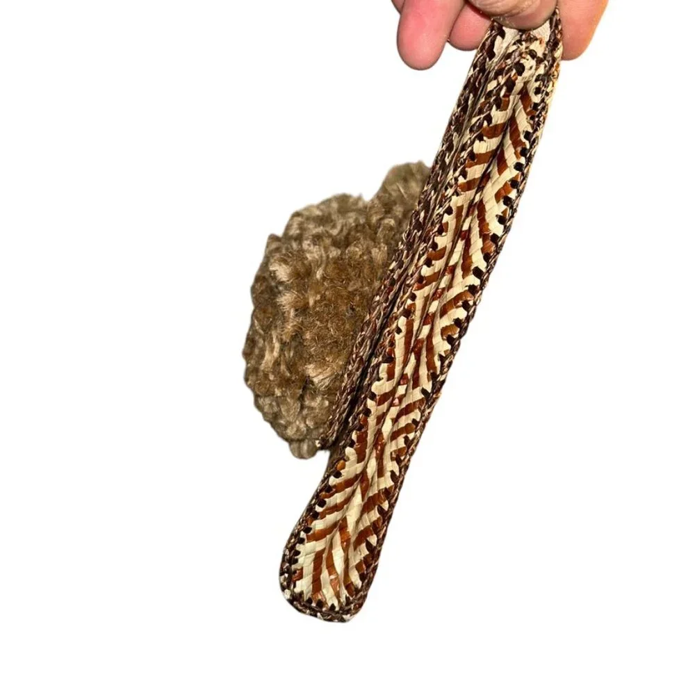 Summer sisal handmade pom poms embellished Phillipines straw clutch bag purse